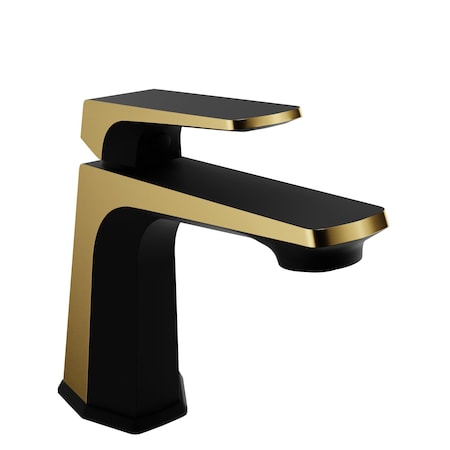 1-Handle Bathroom Faucet In Matte Black And Brushed Gold